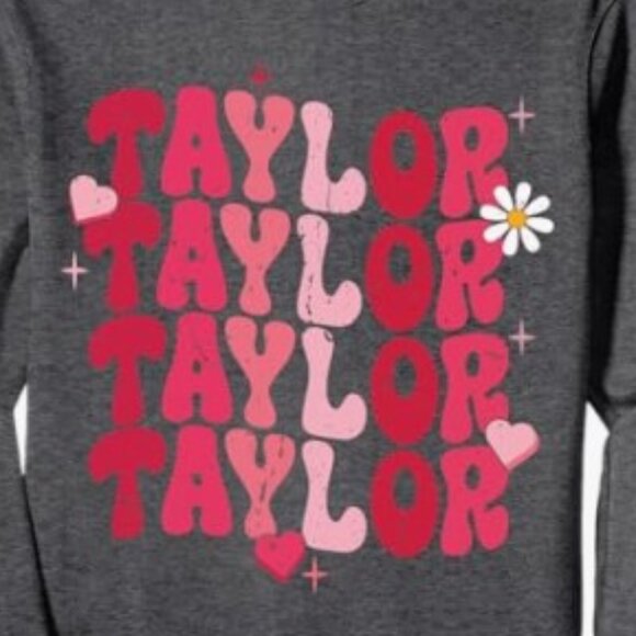 Taylor - Love Floral Design - New Small Dark Heather Gray Sweatshirt - Picture 2 of 5
